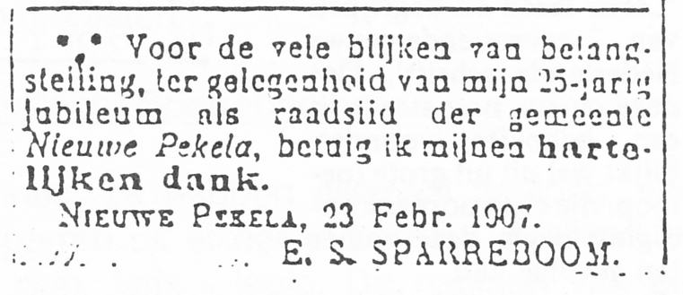 Jubileum - Egbert Sybrands Sparreboom--03-05-1844--Bron-1-25-jarig jubileum-Familieblad 1990-1-1